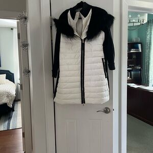 Women's Black and White Puffer Jacket. Calvin Klein